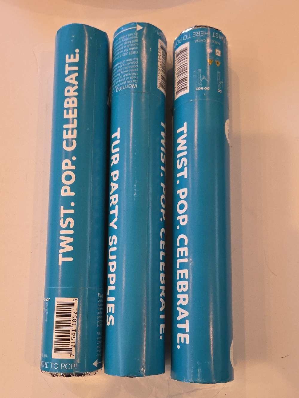 Blue Party Popper Smoke Cannons - Twist Pop Celebrate 3 Pack